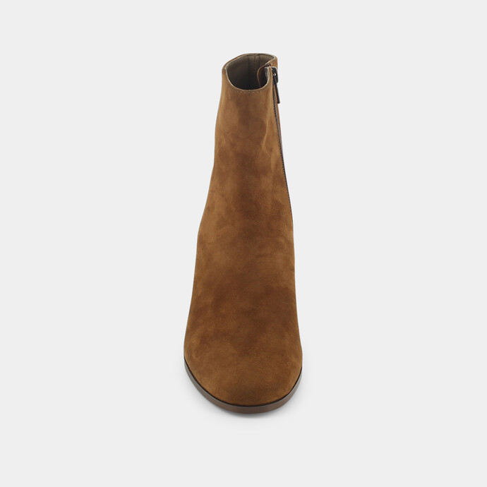 Bottines à talons  en velours cognac