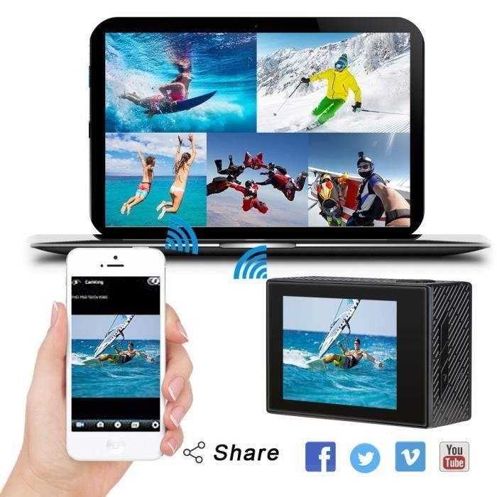 AKASO Caméra Sport Etanche Brave 4 4k WiFi 20MP Action Cam, Caméscope Ultra HD Écran LCD Grand Angle 170° EIS 30M sous-Marine 2.4GO