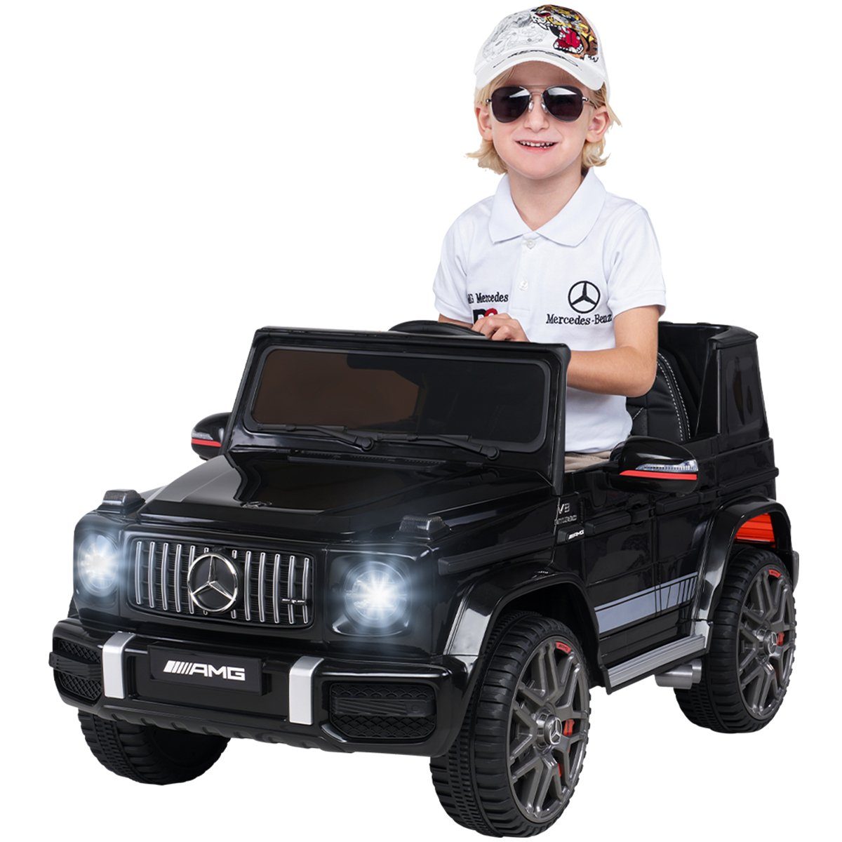 Actionbikes Motors Elektryczny samochód dziecięcy Mercedes Benz AMG G63 - Elektryczny samochód dziecięcy od 3 lat, ładowność 35 kg, (2 części), miękki rozruch - amortyzatory