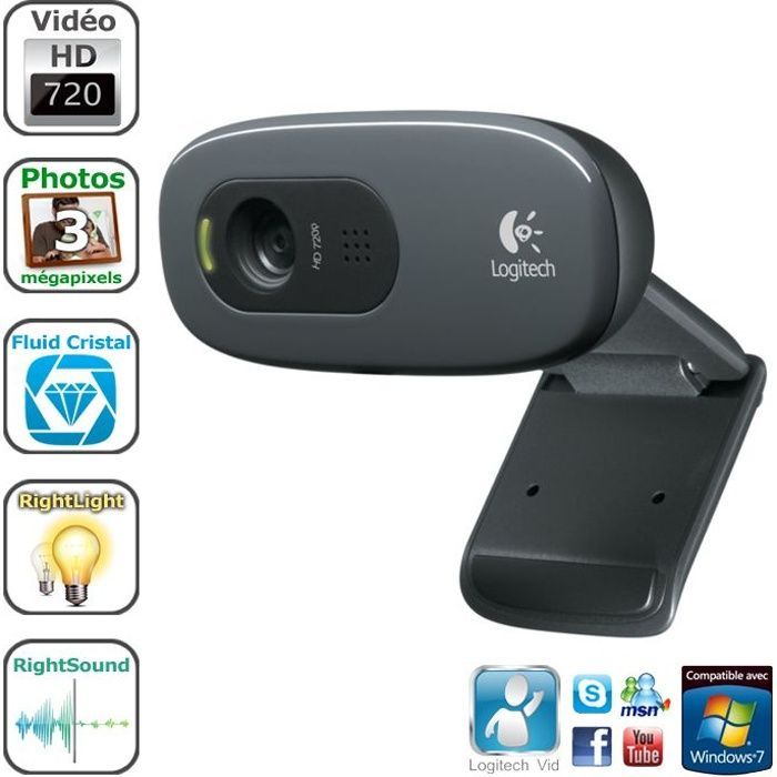 LOGITECH - HD Webcam - C270 - Black