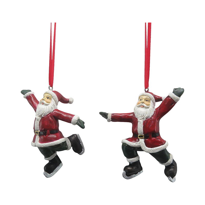Hjem Julenissen på skøyter 7,5x3x,8 cm med oppheng