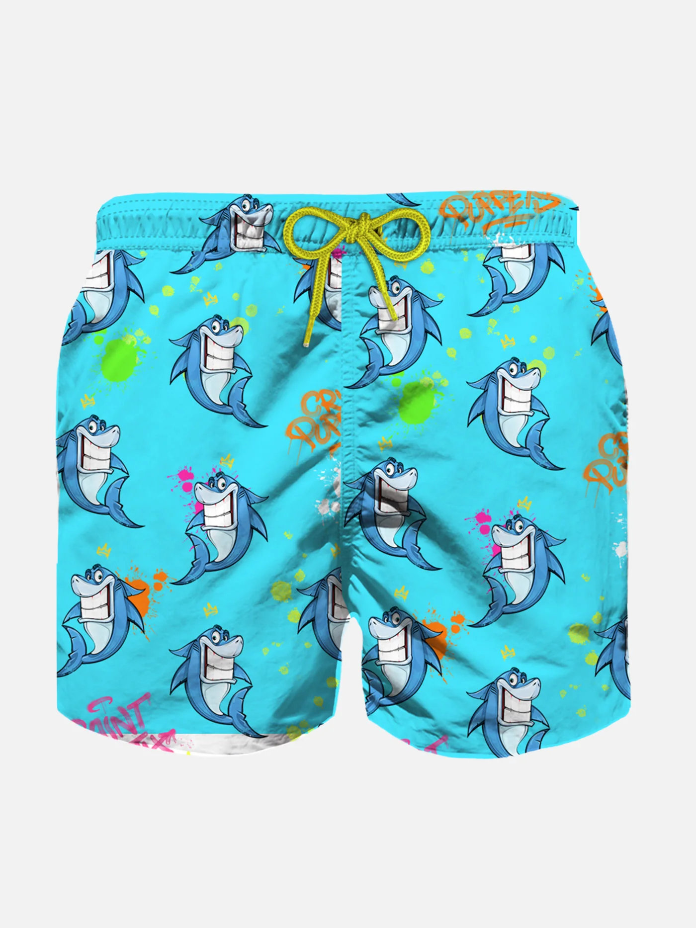 Kinderzwempak van lichtgewicht stof met Crypto shark print