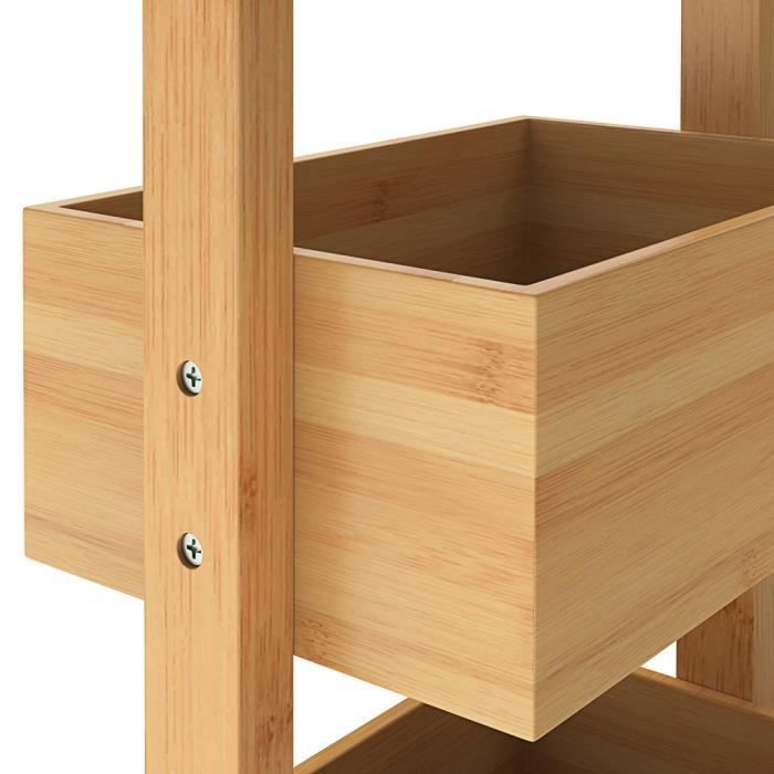 Bamboe plank met 4 vakken, opbergunit, 88x28x16 cm, max. draagvermogen 20 kg, voor badkamer, keuken, hal