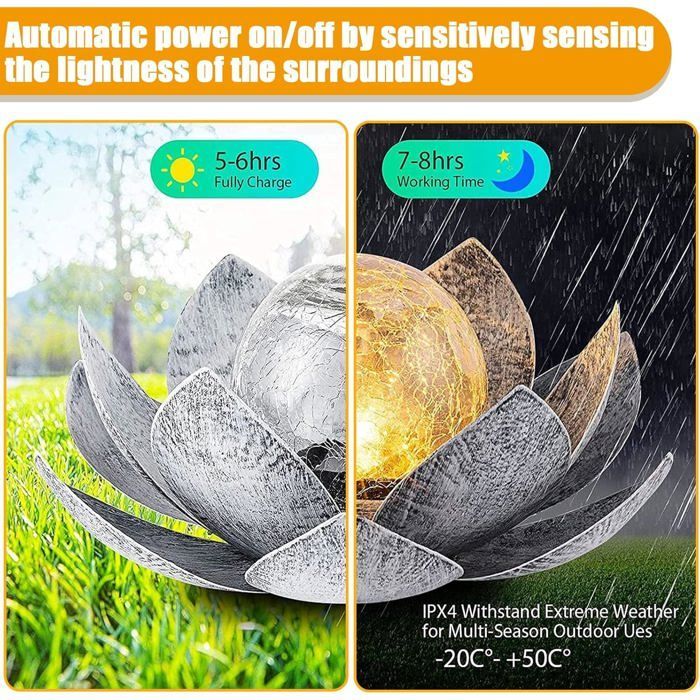Outdoor Solar Lamp - SUTEO - Lotus Flower - Warm White - IP44 Waterproof - 28x28x12 cm - Solar Powered