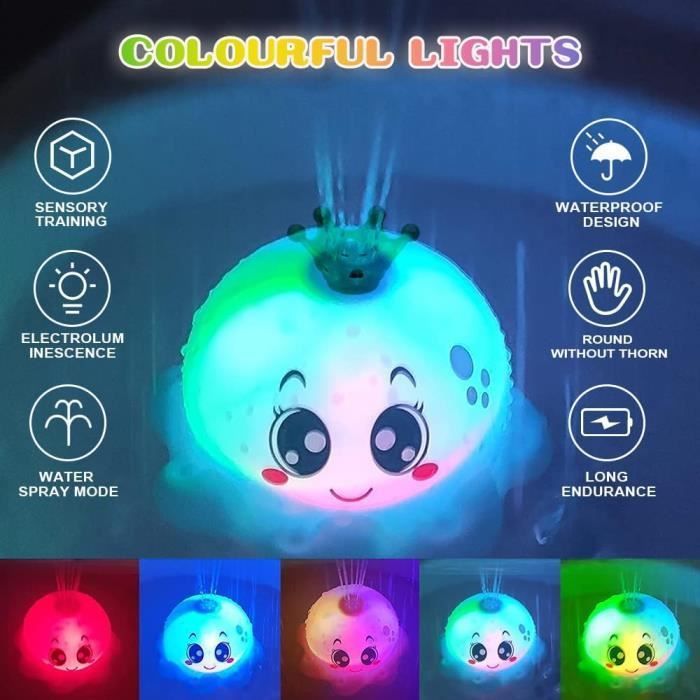 Juguete de baño para bebés de 1, 2 y 3 años, juguetes de baño para niños, juegos de baño, juguete de baño para bebés, pulpo LED de inducción automática [n531]