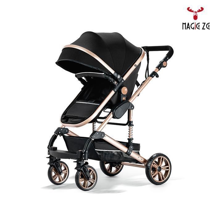 Stroller - 3-in-1 Travel System - 0-3 Years - Reinforced Anti-Vibration Design - Large Basket - Luxury Black Gold