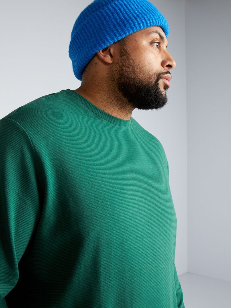 Geribbeld jersey T-shirt - Groen