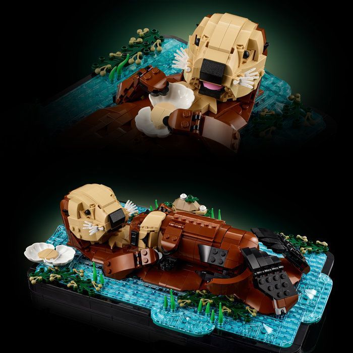 LEGO Ideas 21366 Les Loutres Câlines - Set de Construction Adulte - Maquette d'Animaux