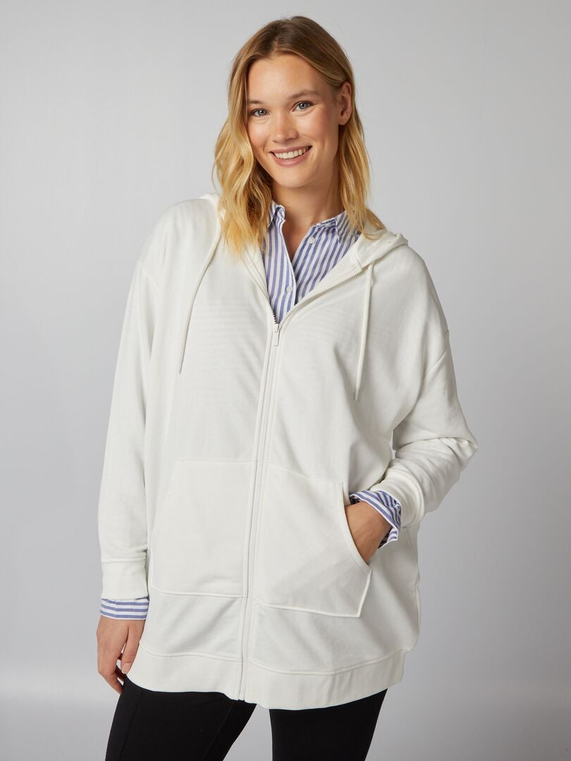 Hoodie met rits - WIT