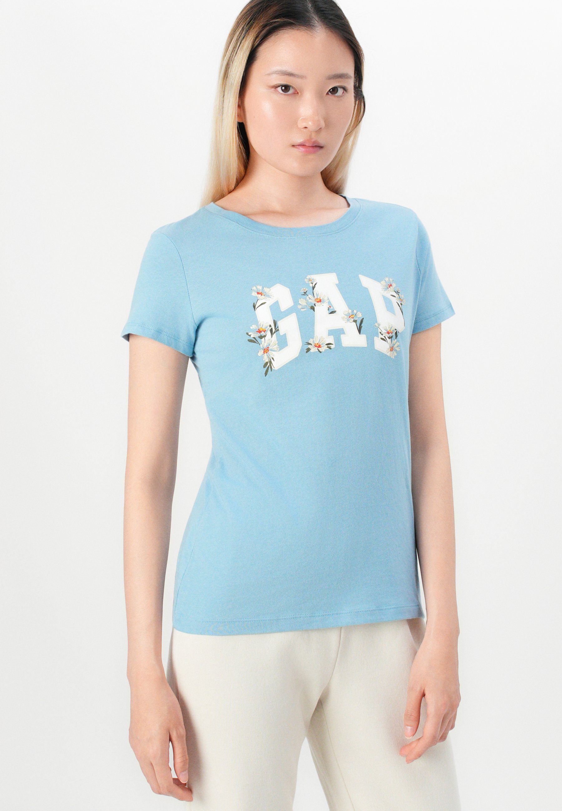 T-shirt imprimé avec logo GAP - bleu pierre