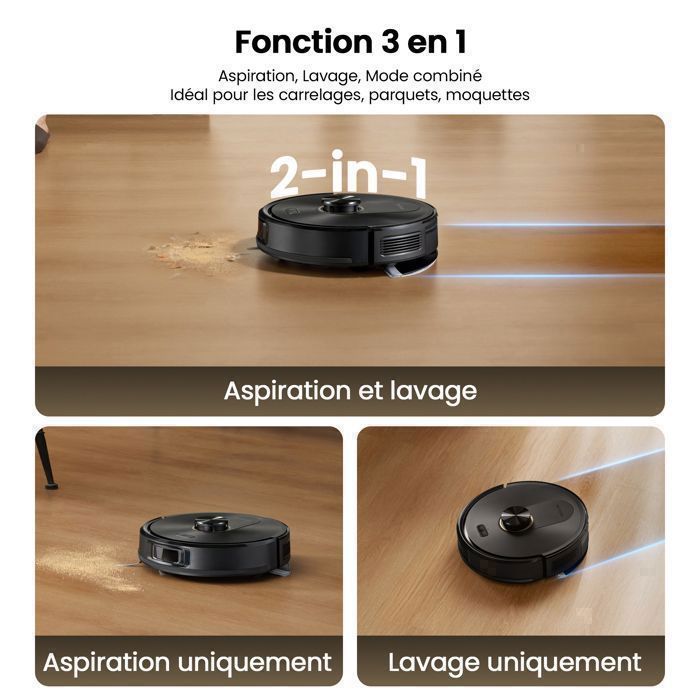 Robot aspirapolvere e lavapavimenti Proscenic Q20 Plus con stazione di ricarica senza sacco, 4 litri - 12000 PA - 200 minuti - Alexa/Google Home/iWatch - 2 in 1 per liquidi e solidi