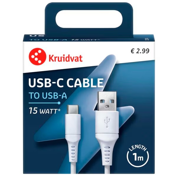 Kruidvat USB-C kabel<br>bel, 1 m