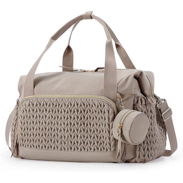 Bolso cambiador para bebé, bolso de gran capacidad, bolso cambiador de viaje, bolso para hospital para recién nacidos con bolsillo para chupete - Caqui