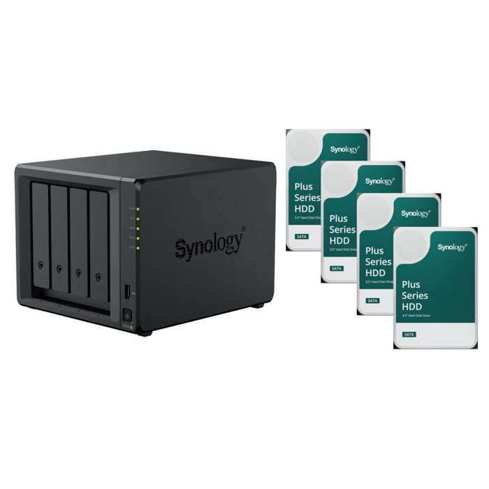 Synology DS925+ NAS-Server mit 4 x 4 TB HAT PLUS Festplatten und 8 GB RAM