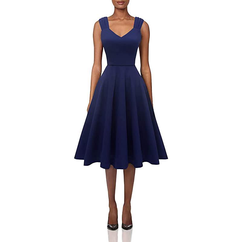 Robe de thé pour femme, idéale pour un cocktail vintage, robe trapèze sobre, pour l'église ou un bal de promo.