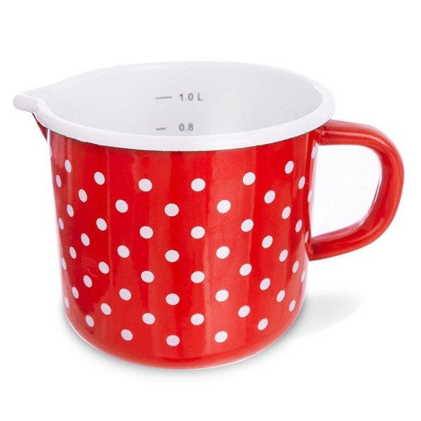 Kubek z miarką emaliowany garnuszek garnek 1,2 l