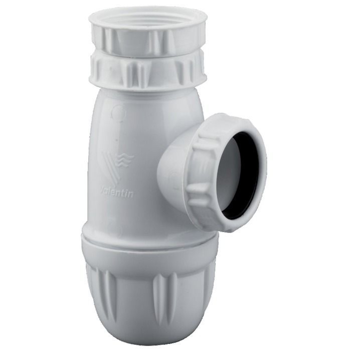 Sifone regolabile per lavello con uscita D40, in plastica bianca - Valentin - 75030000100