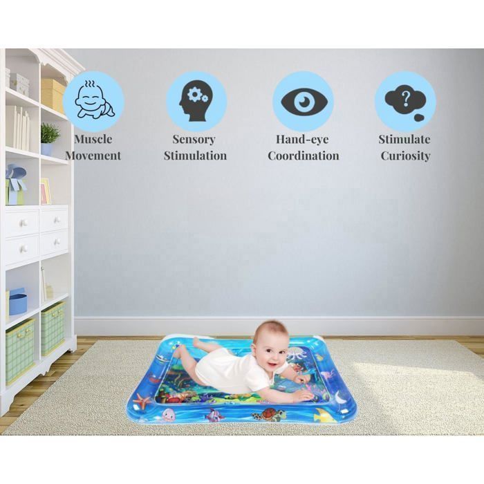 Tapete de água para bebês, tapete sensorial para crianças pequenas, 66*46 cm, presente e brinquedo para bebês de 3 a 12 meses, azul.