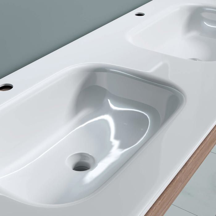 Lavabo blanco de 120 cm con lavamanos empotrado doporro Colossum04 120x48x14cm