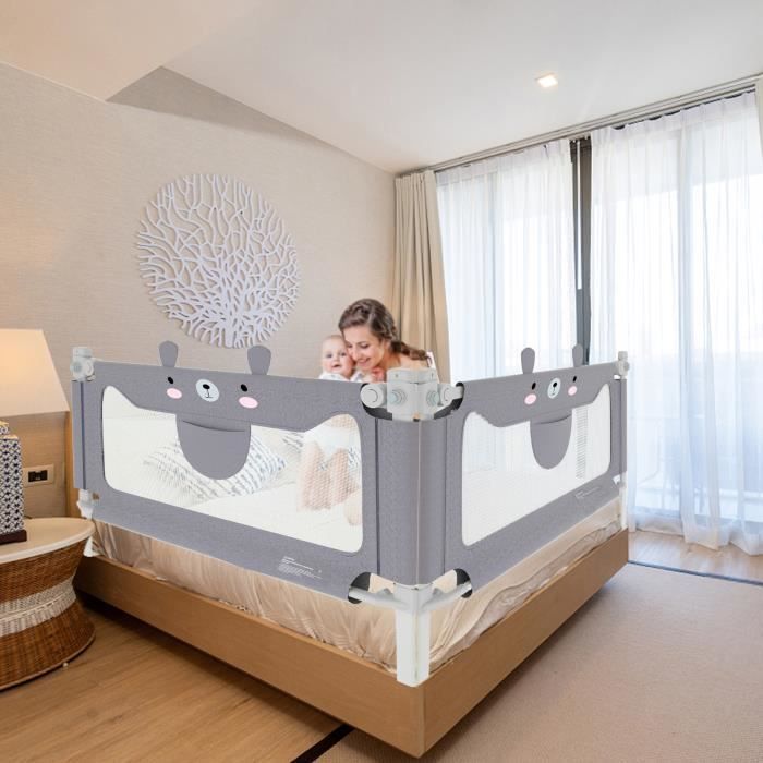 Adjustable height bed rail 150 cm - Anti-fall protection - YRHOME - For baby and child (teddy bear)