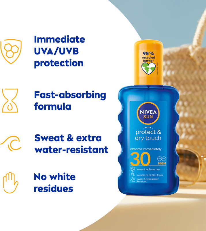 NIVEA SUN Protect & Dry Touch Unsichtbares Sonnenschutzspray LSF 30