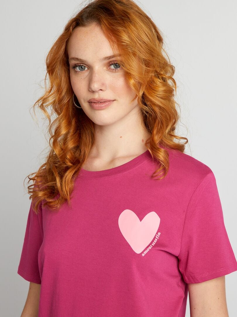 Camiseta com estampa de corações - ROSA
