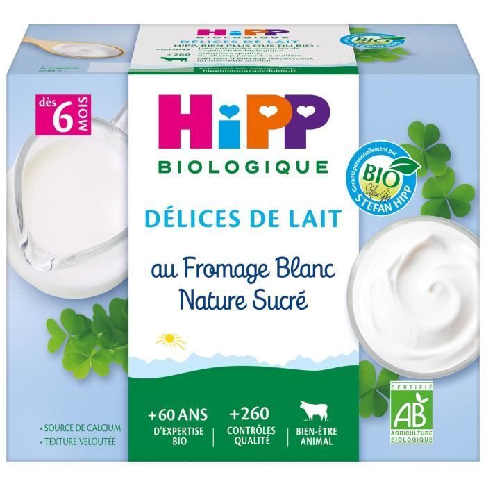Queijo branco adoçado Hipp Organic Milk Delights +6m 4 x 100g