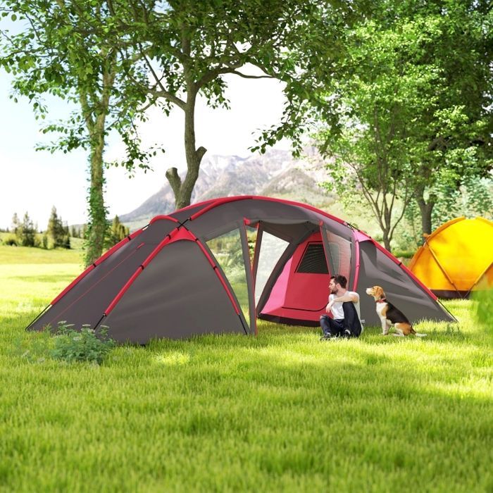 Tienda de campaña túnel EVRYAE de 3 habitaciones para 4-6 personas con puertas dobles