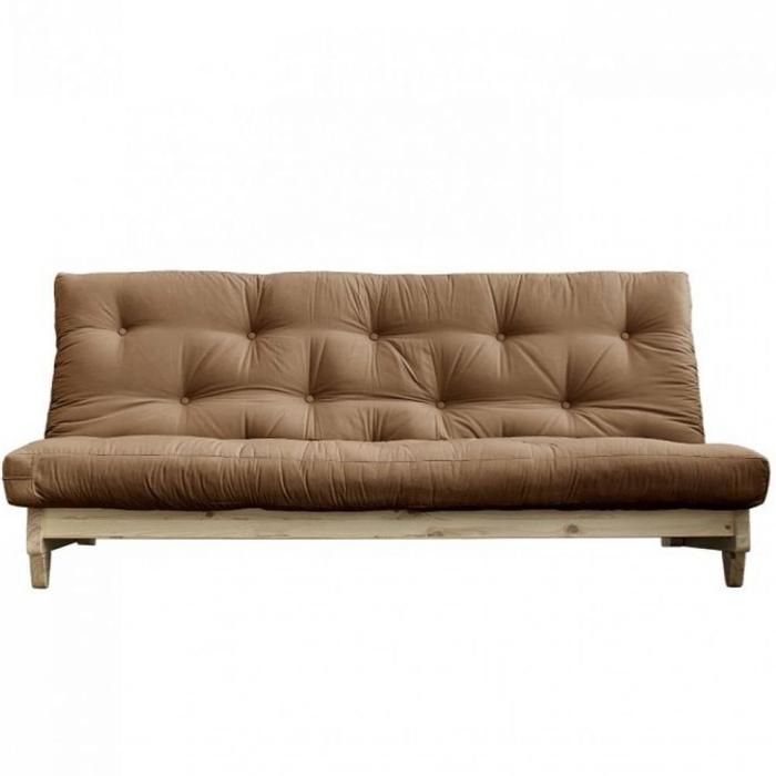 Banquette convertible FRESH pin coloris mocca couchage 140x200 cm.