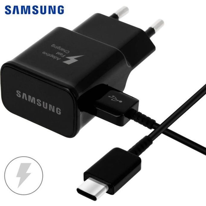 Chargeur Samsung Rapide EP-TA20EWE + Cable USB Type C pour Samsung Galaxy S20 FE 5G Couleur Noir