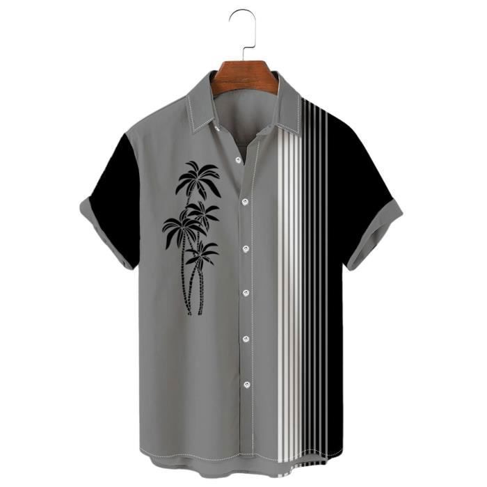 Ausgefallenes Herren-Hawaiihemd, Kurzarm, Übergröße, Strandhemd, bedruckt, atmungsaktiv, bequem – EU-Größe – Beige