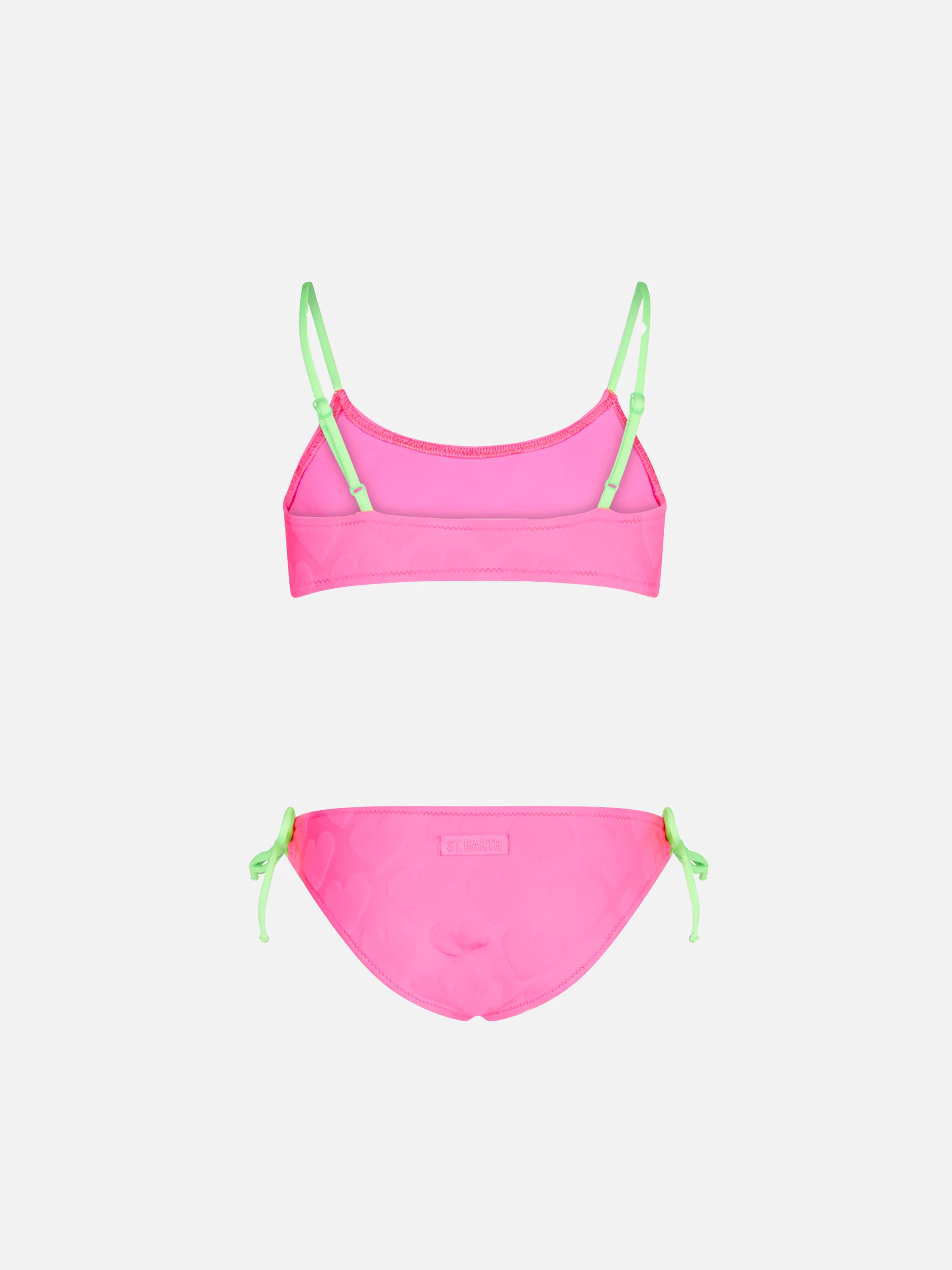 Biquíni estilo bralette feminino com corações