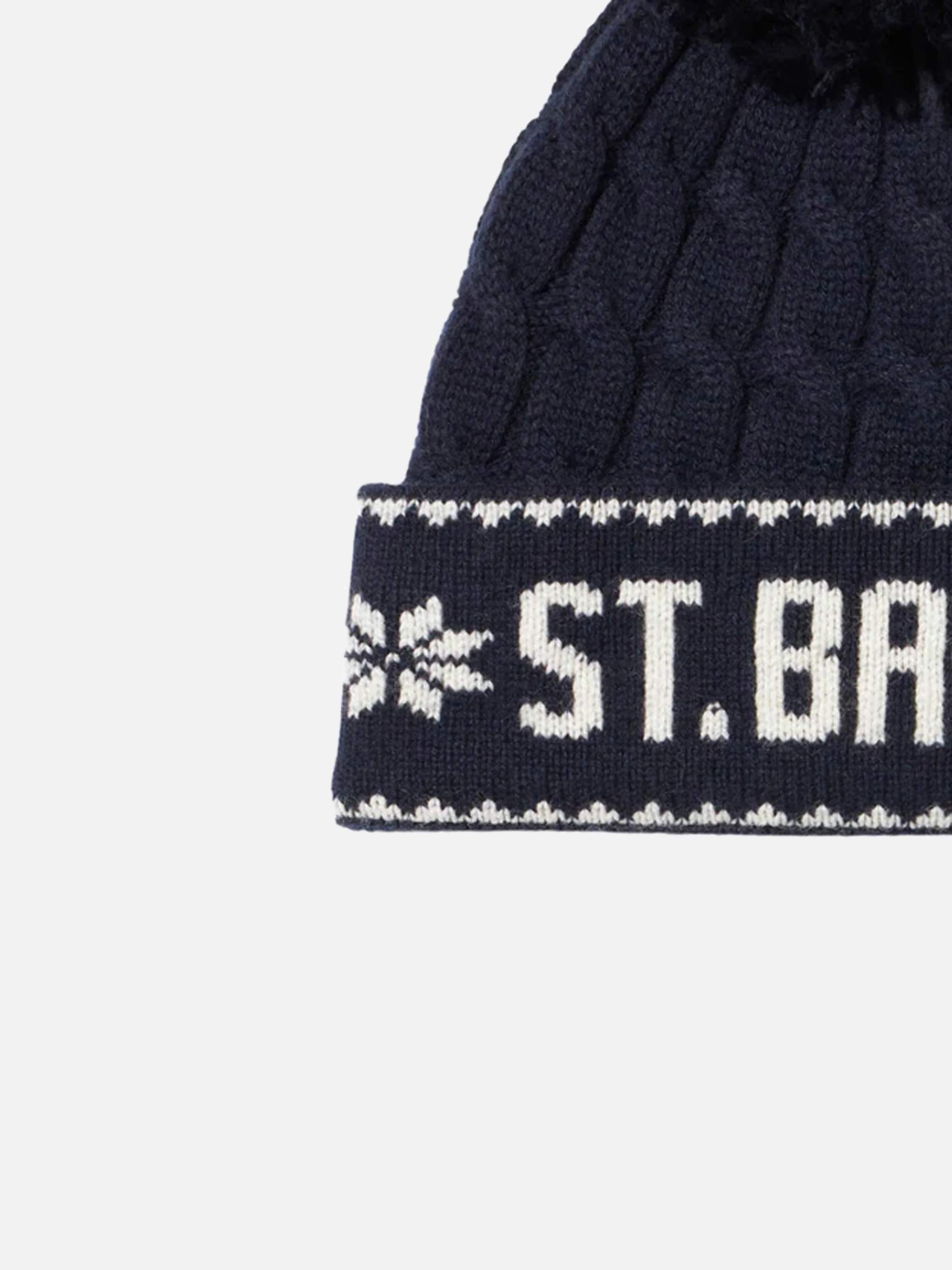Gorro de bebê azul marinho com pompom