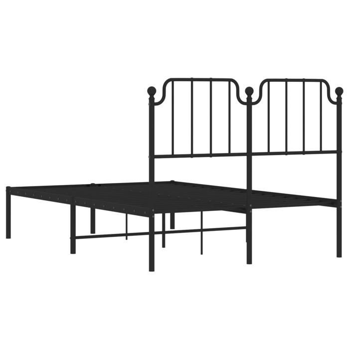 Structure de lit métal - UU - Tête de lit noir - 120x190 cm - Acier - Espace de rangement - Lattes en métal