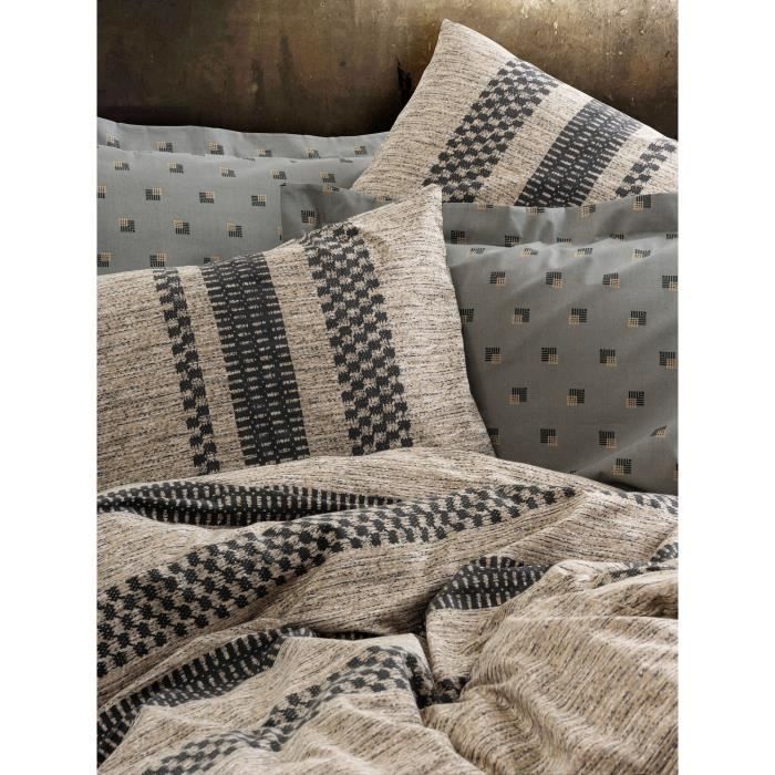 Juego de ropa de cama: 1 funda nórdica de 220 x 240 cm + 2 fundas de almohada de 60 x 60 cm - 100 % algodón reforzado - Marrón