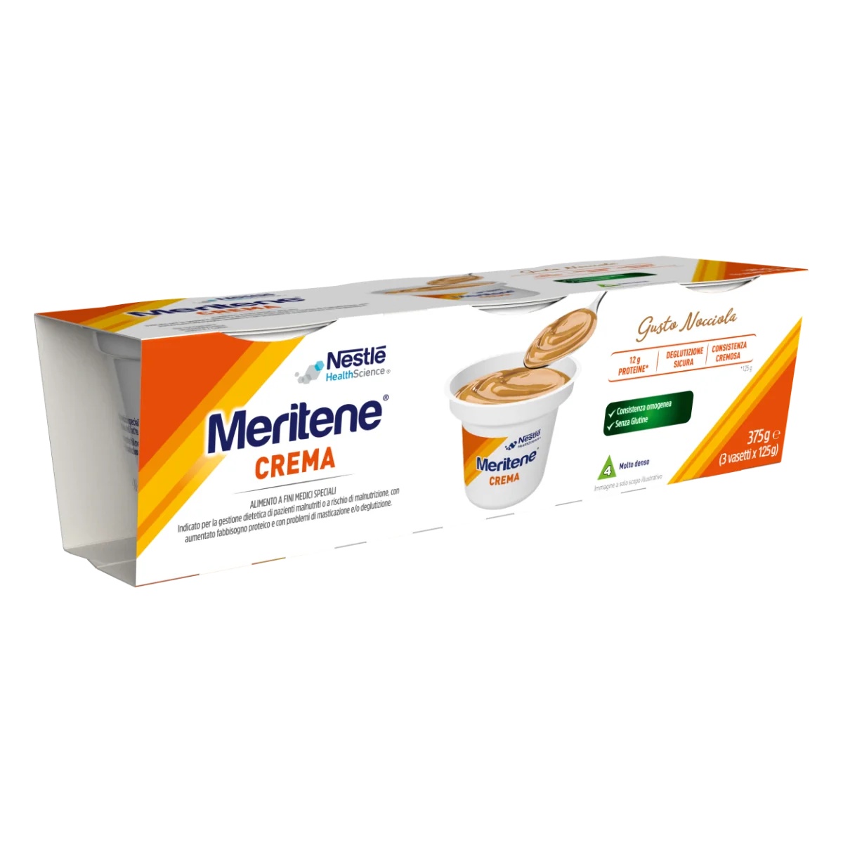 MERITENE Meritene Crema de Avellanas 3x125 g Postre alto en proteínas y calorías