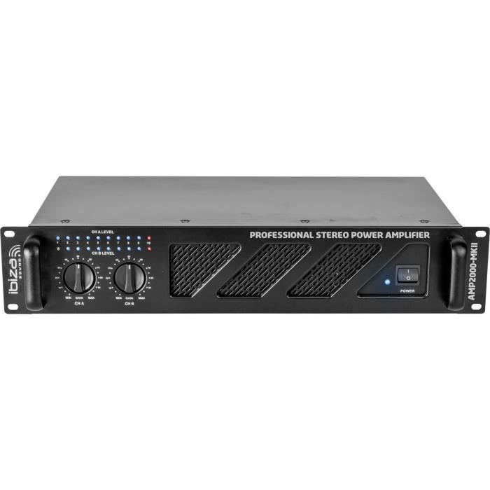 Sound amplifier - IBIZA SOUND - AMP2000-MKII - 2 x 1500W (4Ω) - 19'' 2U rack - RCA/Jack inputs