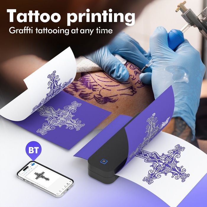 Impressora térmica portátil A4 sem tinta - Impressora sem fio Bluetooth compatível com iOS e Android - Mini impressora