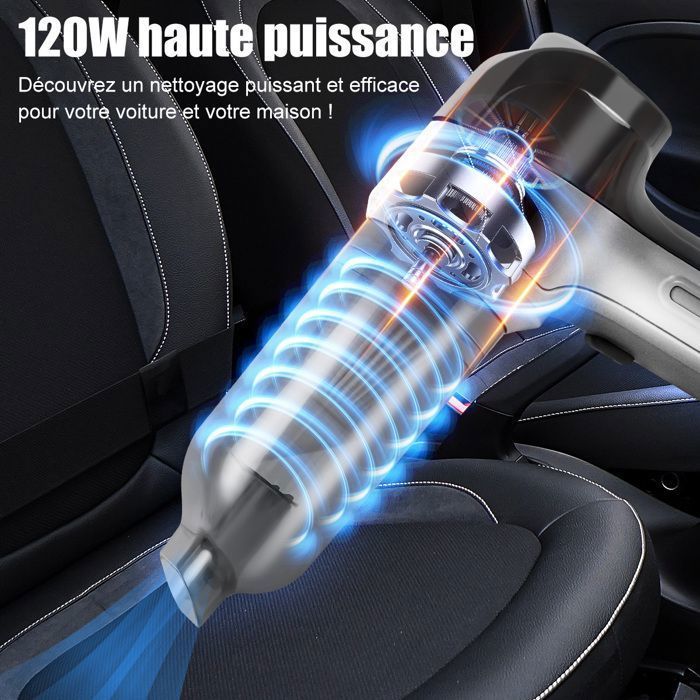 KNKA handstofzuiger - 9000 Pa - Draadloos en oplaadbaar - 3 HEPA-filters - 6 verwisselbare mondstukken