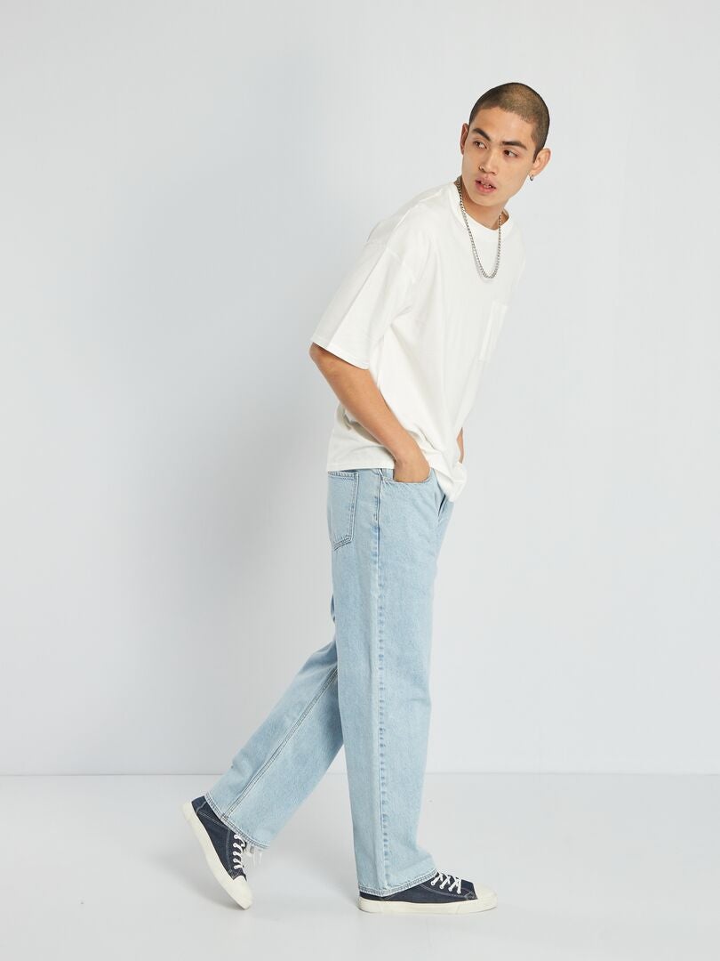 Jeans met wijde pijpen en 5 zakken - Blauw