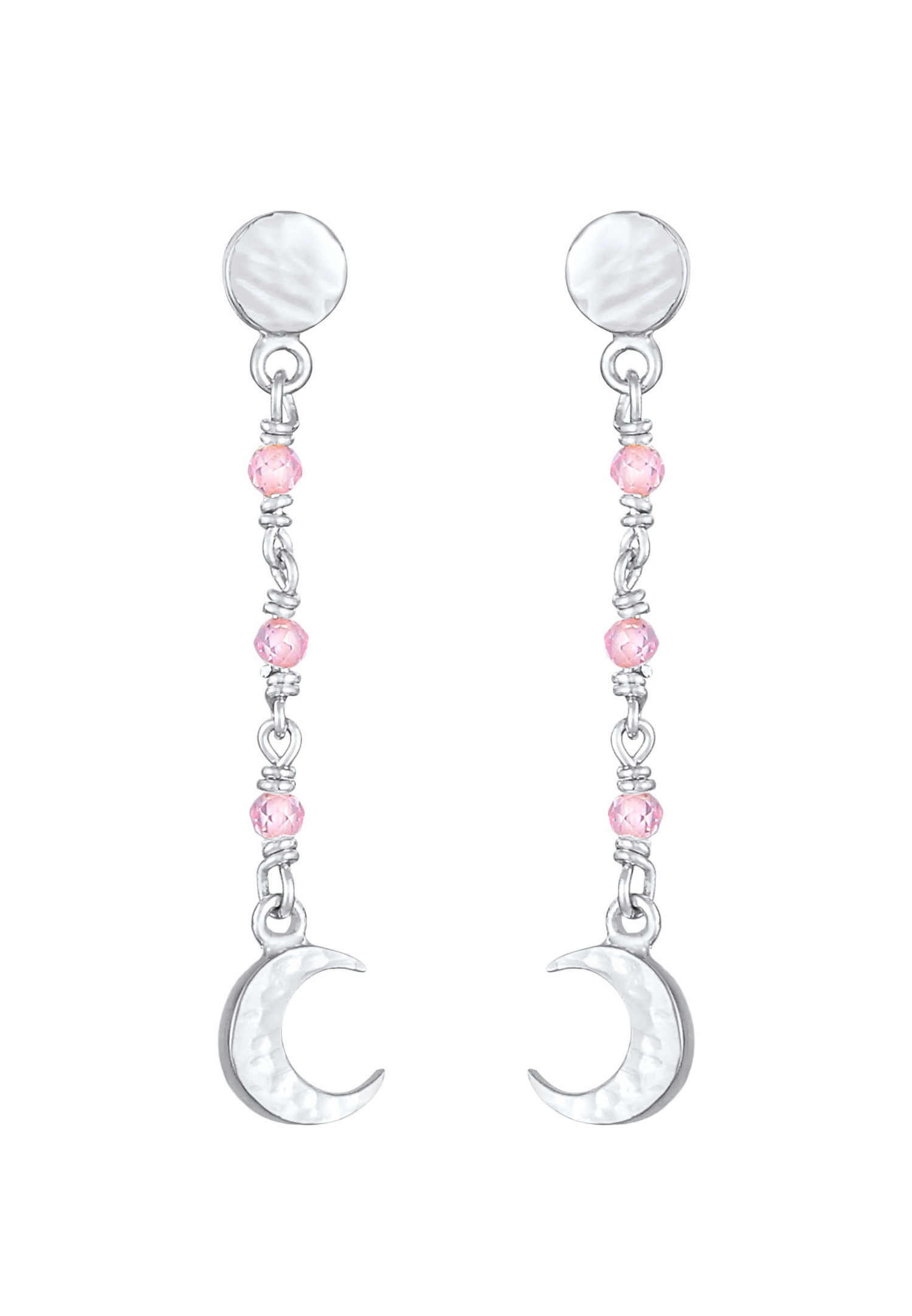Elli Structure de plaque de lune pour dames avec quartz rose en argent sterling 925