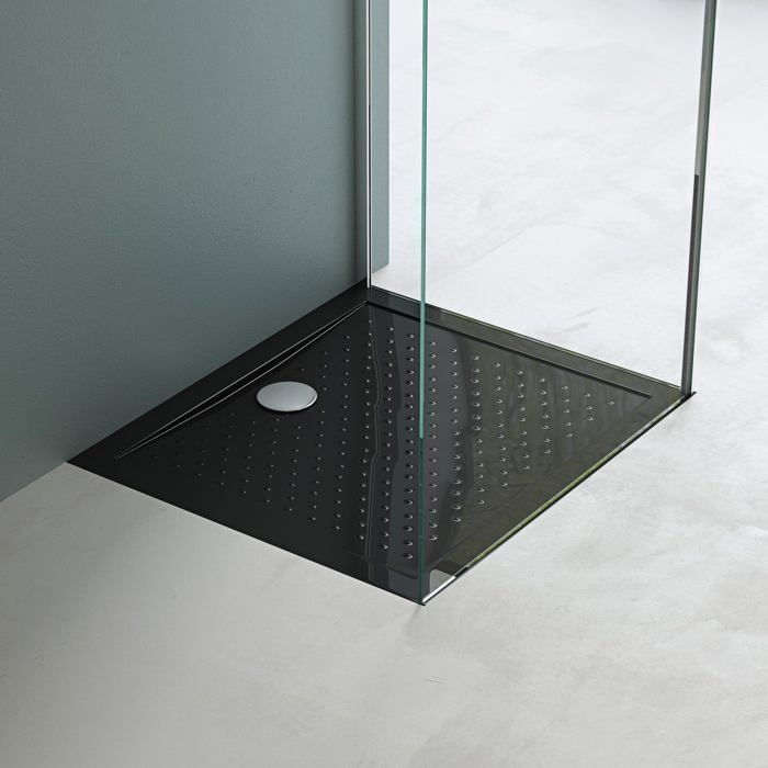 Piatto doccia antiscivolo Mai & Mai, nero, 80x90x4 cm, rettangolare, grande