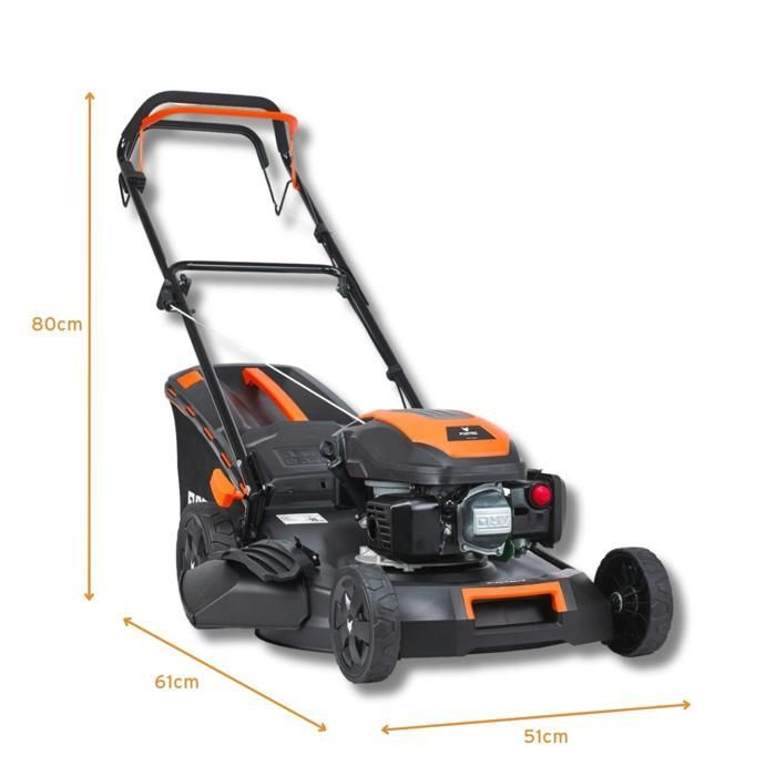 FUXTEC FX-RM5170 Self-Propelled Petrol Lawnmower – 51 cm Cutting Width – 170 cc Engine – 60 L Grass Collector – Easy Clean