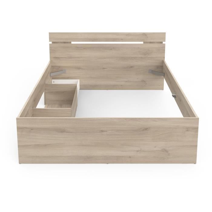 Cama para adultos - MICHIGAN - 140 x 200 cm - 2 cajones / 1 nicho - Roble Kronberg - DEMEYERE
