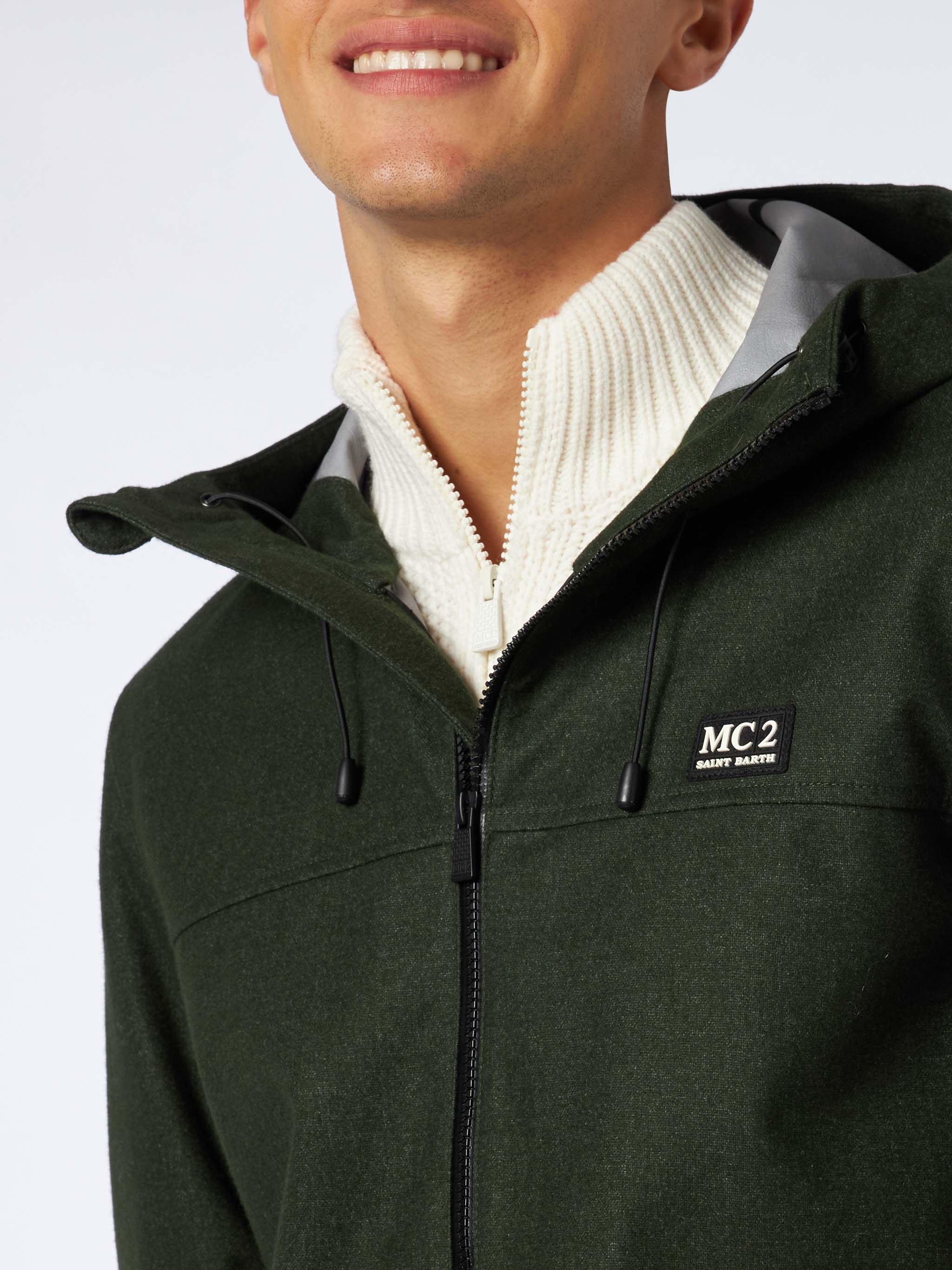 Groene windbreaker met capuchon voor heren
