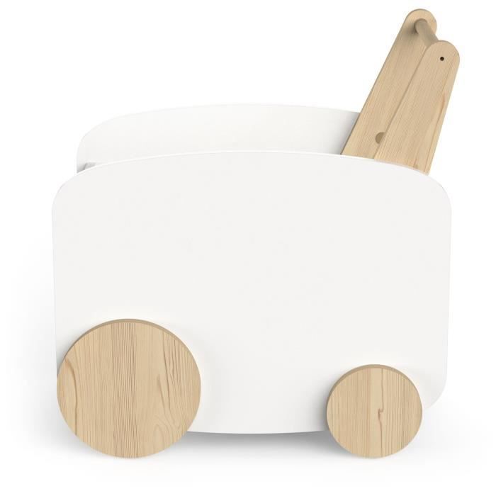 Chariot de rangement à roulettes - FIRMIANA - Style scandinave - Blanc mat / Chêne kronberg - 49,8 x 35 x 52,5 cm - DEMEYERE