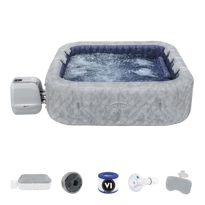 Spa gonflable BESTWAY - Lay-Z-Spa San Fransisco - Hydrojets - 230 x 230 x 71 cm - 5 à 7 places - Carré (couverture, 5 appuie-tête)