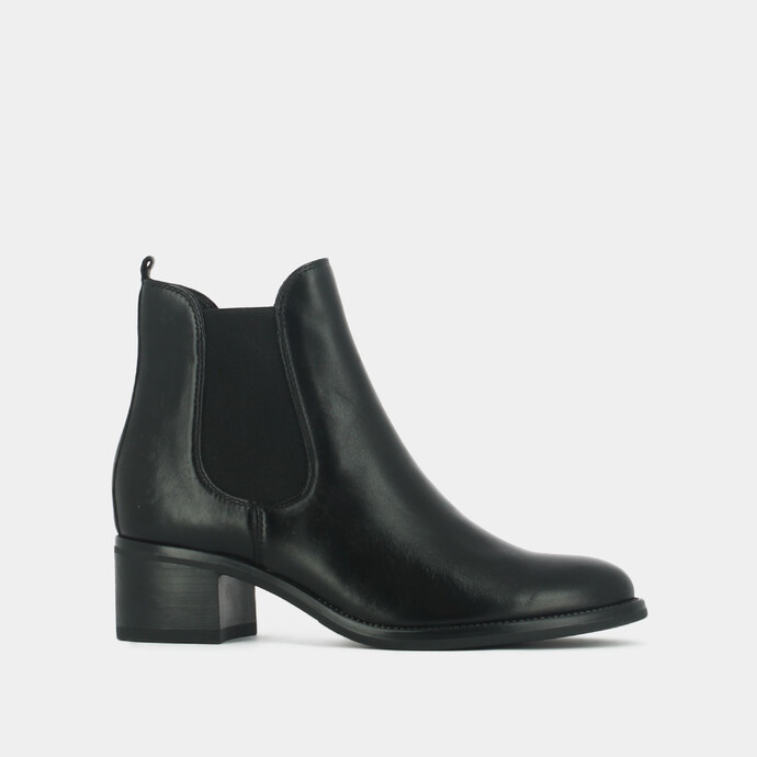 Bottines à talons  en cuir noir