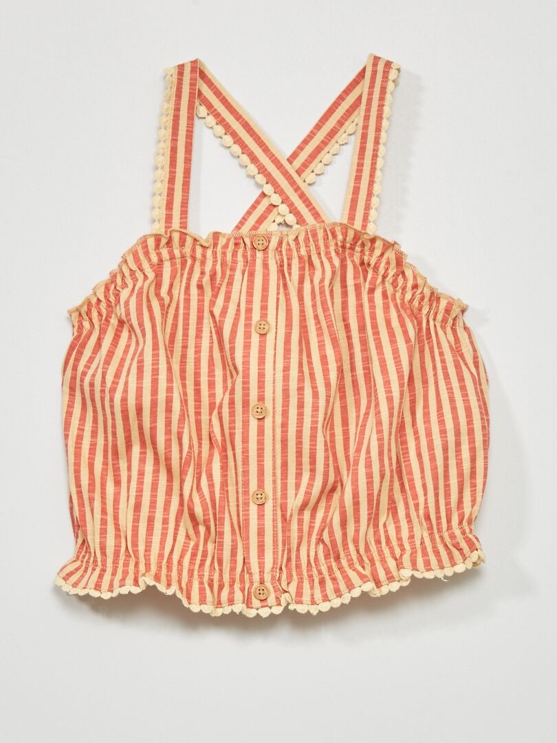 Camiseta sin mangas a rayas - NARANJA