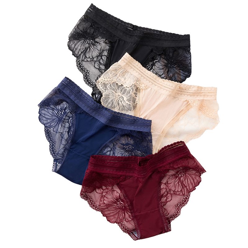 pezzi/Slip sexy in pizzo senza cuciture da donna, intimo a vita bassa, in nylon, seta, cotone, lingerie sexy trasparente da donna